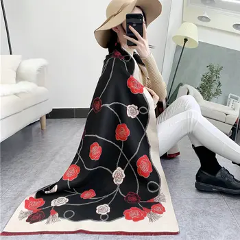 Autumn Winter Cashmere Scarf Women Designer Double-Sided Camellia Print Blanket Scarves Ladies Pashmina Shawl and Wraps MY2026 
Autumn Winter Cashmere Scarf Women Designer Double-Sided Camellia Print Blanket Scarves Ladies Pashmina Shawl and Wraps MY2026