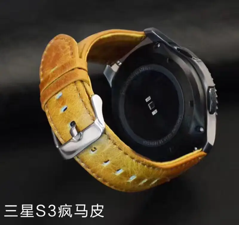 Ремешок кожаный 22 мм для Samsung galaxy watch active 46 42 Gear S3 s2 amazfit GTR GTS 3 2s 1 pebble time Ticwatch S S2 E