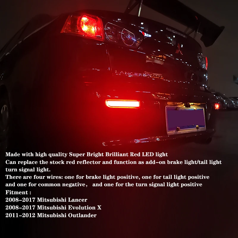 IJDM полный Светодиодный отражатель для бампера Mitsubishi Lancer Evo X Outlander