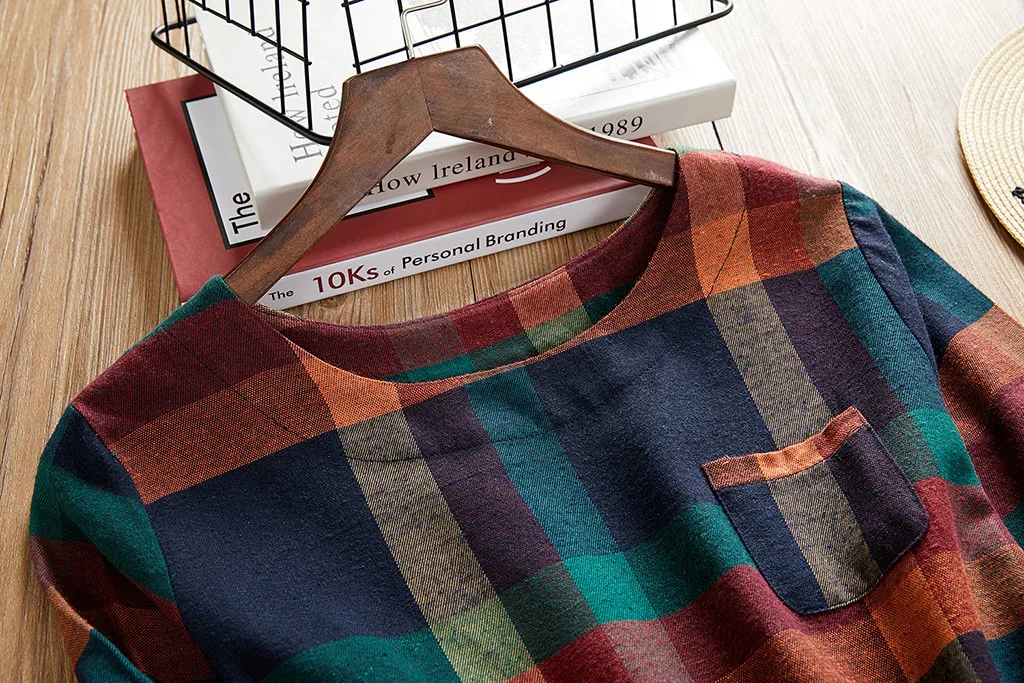 Women Dress Ladies Fashion Plaid Long Sleeve Loose Pocket Swing Vintage Autumn Winter Dress Casual vestidos Womens Dress 2020 Women Dress Ladies Fashion Plaid Long Sleeve Loose Pocket Swing Vintage Autumn Winter Dress Casual vestidos Womens Dress 2020