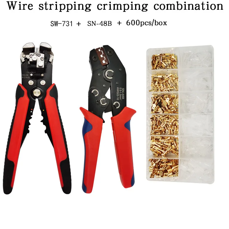Wire Stripper SW-731 Crimping Tool SN-48B 0.5 - 2.5Mm² , 300PCS Wire Connector Electrical Crimping Terminal Set
Wire Stripper SW-731 Crimping Tool SN-48B 0.5 - 2.5Mm² , 300PCS Wire Connector Electrical Crimping Terminal Set