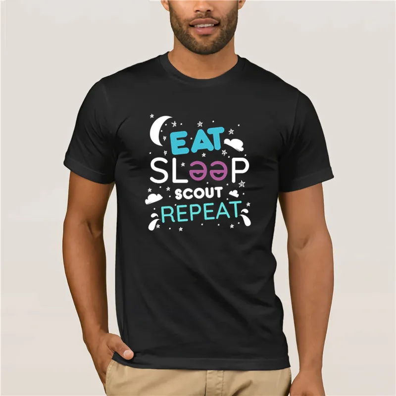 

2020 Fashion summer T shirt 100% Cotton Creative Graphic Funny t shirt Eat Sleep Scout Repeat