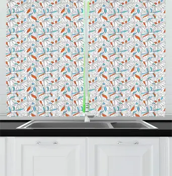 Sky Blue Burnt Orange Floral Kitchen Curtains Pattern of Chamomile Outlines Drawn by Hand Window Drapes
Sky Blue Burnt Orange Floral Kitchen Curtains Pattern of Chamomile Outlines Drawn by Hand Window Drapes
