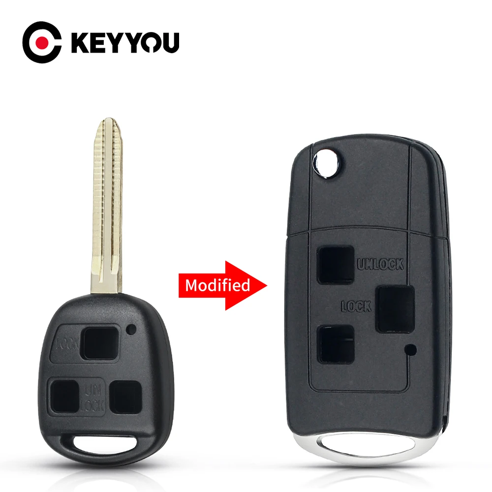 Ключ дистанционного управления KEYYOU с 3 кнопками чехол-флип для Toyota Prado Tarago Camry Corolla