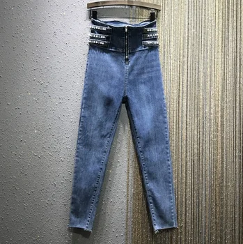 High Waist Jeans Woman Rhinestone Beaded Jeans Women's 2020 Spring New European Style Stretch Slim-Fit Skinny Pencil Pants Jeans
High Waist Jeans Woman Rhinestone Beaded Jeans Women's 2020 Spring New European Style Stretch Slim-Fit Skinny Pencil Pants Jeans