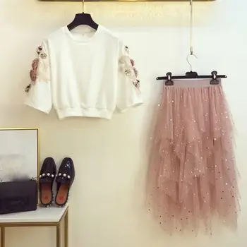 Embroidery Floral 3D Appliques Top And Mesh Skirts Two Piece Set Women Sweet Suits Casual Elegant Autumn Sets
Embroidery Floral 3D Appliques Top And Mesh Skirts Two Piece Set Women Sweet Suits Casual Elegant Autumn Sets