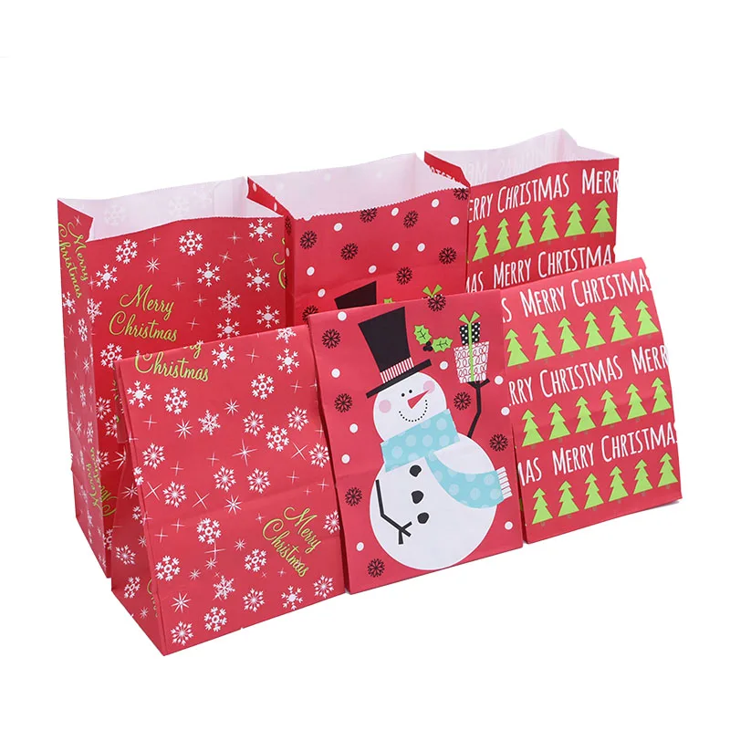 5/10pcs merry christmas food paper bag snowflake