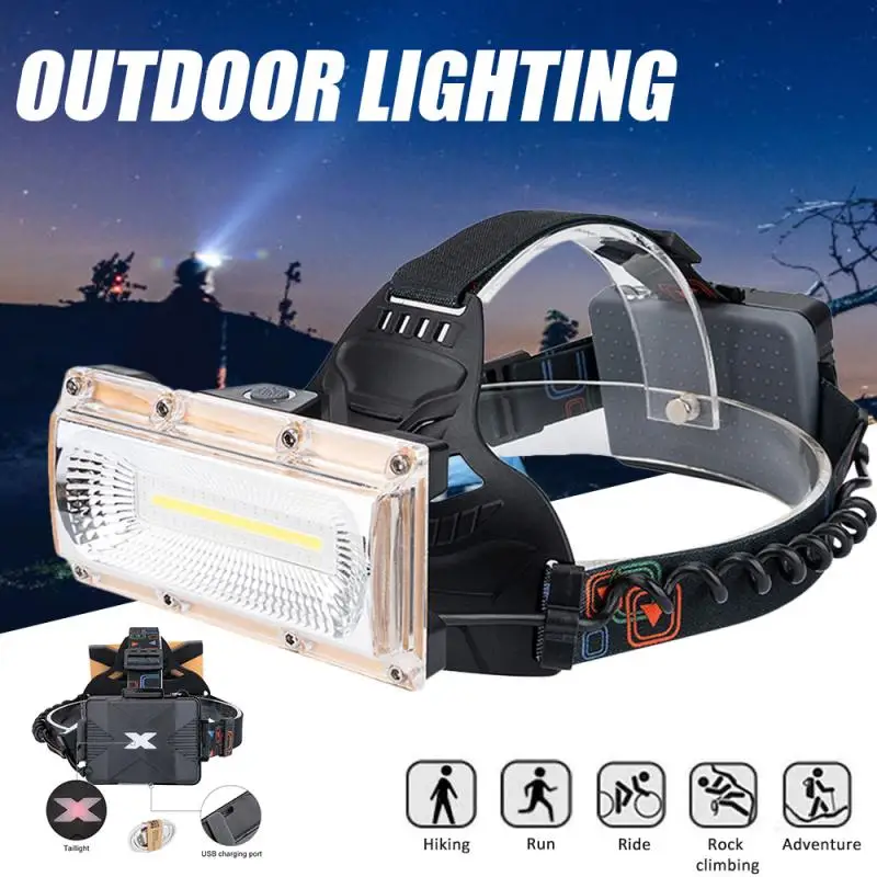

60000LM Floodlight COB LED Headlamps LED Headlight Camping Head Torch 3Modes Head Lantern 3*18650 Rechargeable Frontal HeadLamp