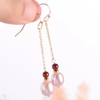 Natural pink baroque pearl Garnet bead Earring 18k Ear Drop Accessories Hook Cultured Wedding Party Dangle
Natural pink baroque pearl Garnet bead Earring 18k Ear Drop Accessories Hook Cultured Wedding Party Dangle