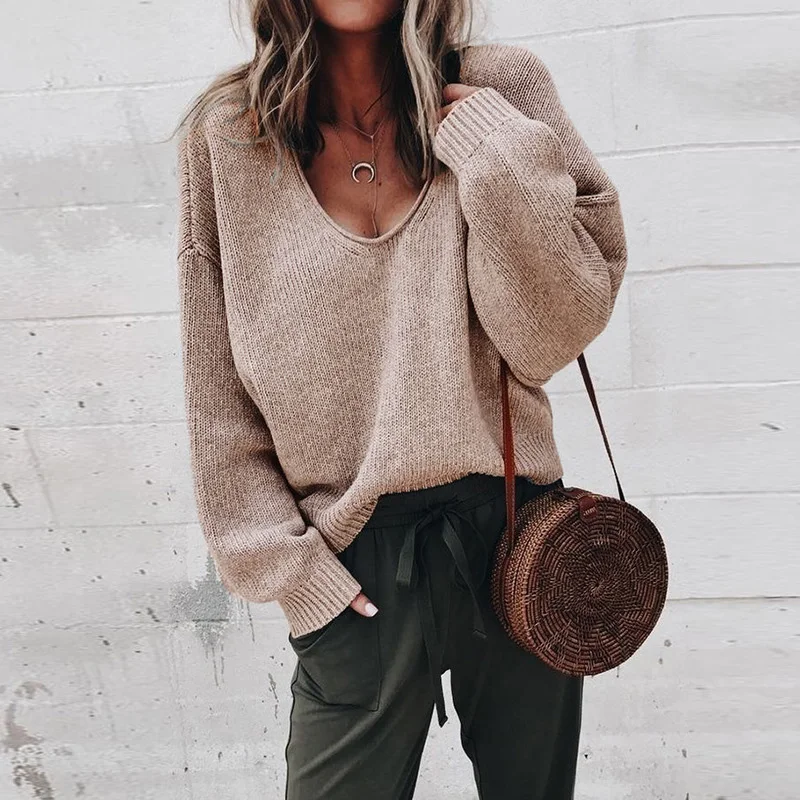 Loose women jumper spring autumn oversized knitted women sweaters and pullovers thin black long sleeve ladies sweater DR2250 (34)