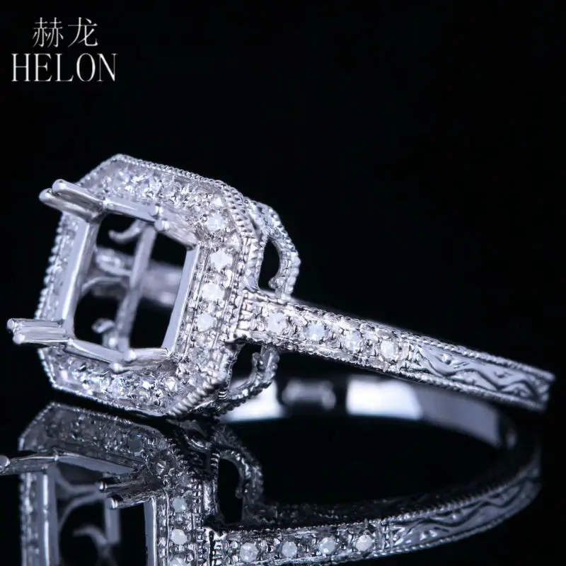 Женское Винтажное кольцо из белого золота 14 к 7 х7 мм|Кольца| |