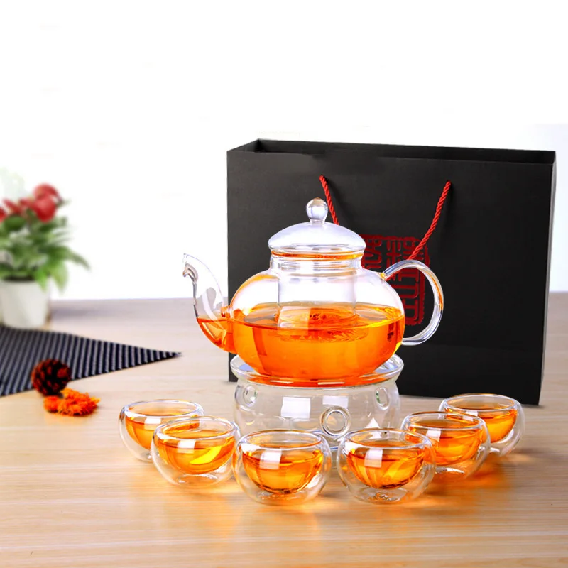 Glass Teapot Set Handmade High-temperature Resistant Teapot Five-Piece Heat-Resistant Flower Pot Business Gifts Gift Box 
Glass Teapot Set Handmade High-temperature Resistant Teapot Five-Piece Heat-Resistant Flower Pot Business Gifts Gift Box