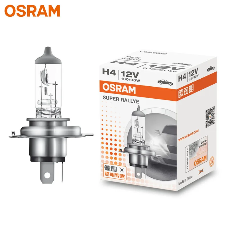 

OSRAM H4 9003 HB2 12V 100/90W P43t 62204 Super Rallye Off Road Car Halogen Headlight Auto Bulb 3200K Original Lamp OEM (1pc)