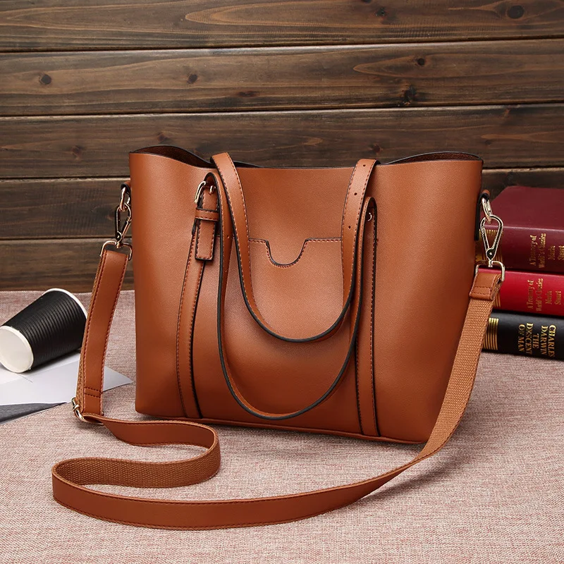 Trend Woman 2020 Joker Soft Leather Hand Simple Capacity Slung Single Shoulder Big Bag