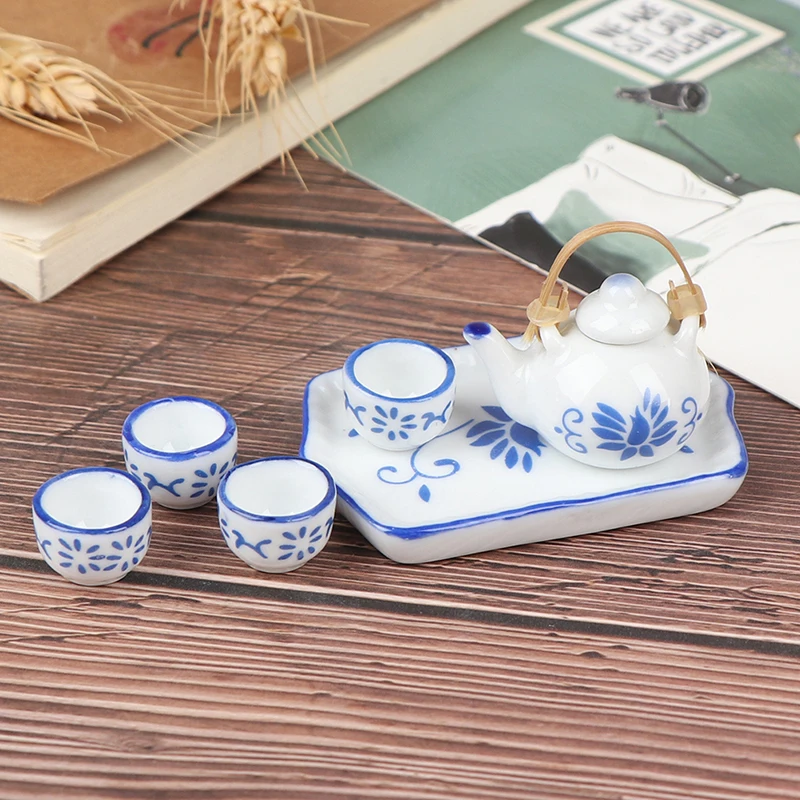 15pcs Dollhouse Dining Ware Porzellan Tee Set Teller Platte mit bunten 
