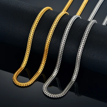 

Fox tail Flat Necklace Gold Silver Color Waterproof Filmy Snake Chain Women Men Gift Jewelry