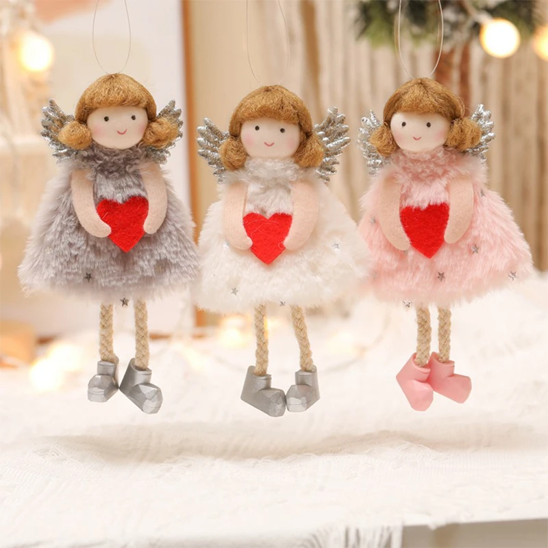 Плюшевые куклы в форме сердца ангела девочки рождественские украшения украшение