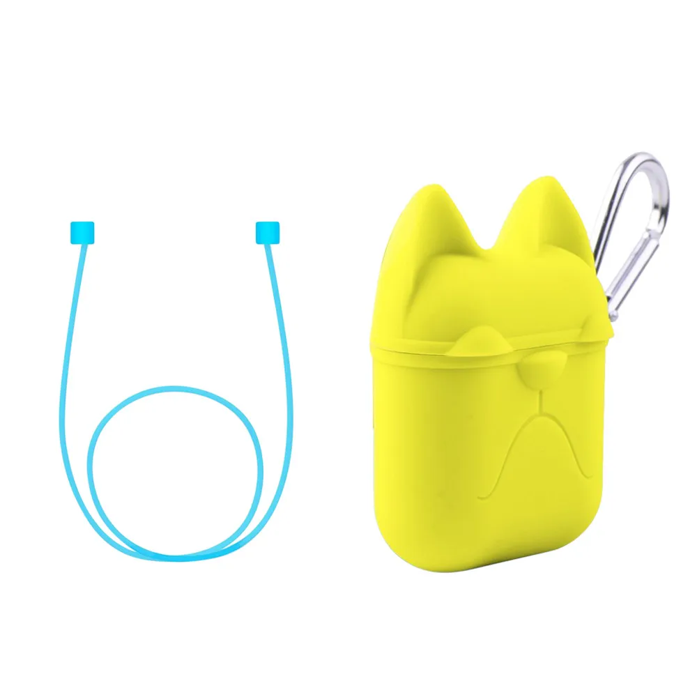 Bulldog Earphone Silicone Case Cover Pouch For Apple Airpods New + AirPods Strap