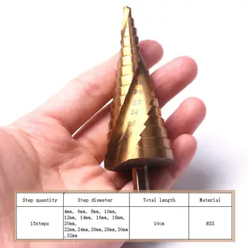 3pcs/Set High Quality HSS Titanium Step Drill Bit 4-12/20/32mm Hex Shank spiral groove Cone Drill Bit for Metal Drilling
3pcs/Set High Quality HSS Titanium Step Drill Bit 4-12/20/32mm Hex Shank spiral groove Cone Drill Bit for Metal Drilling
