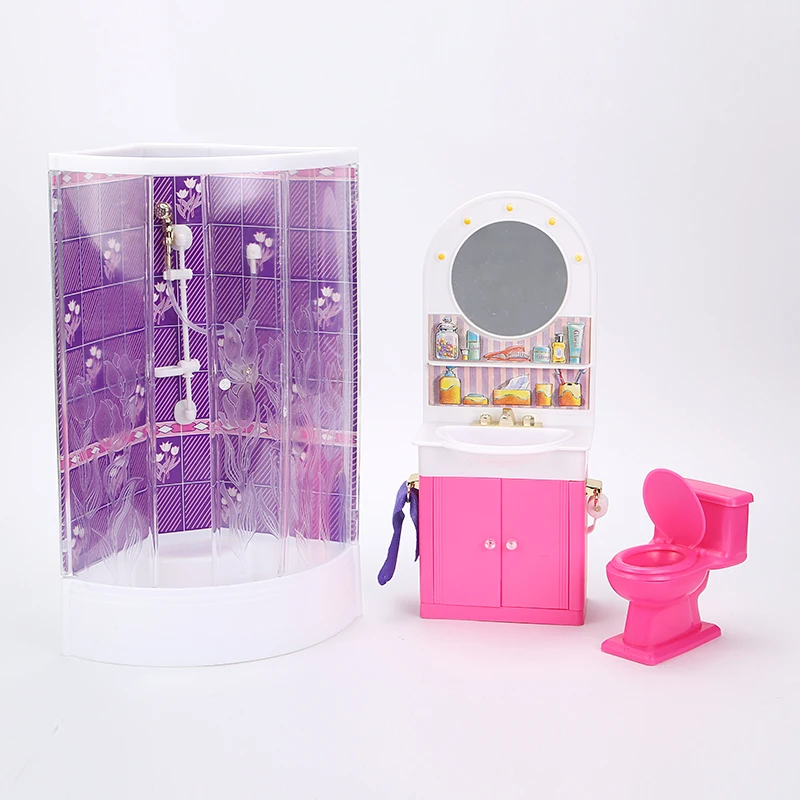 Фото Genuine for princess barbie toilet bath hair dresser doll accessories 1/6 bjd bathroom bathtub furniture set child toy gift | Игрушки и