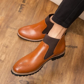 Winter Shoes Men Boots plush warm with fur Casual Leather Men Ankle Boots slip on fashion brogue Male Leather Chelsea Boots s5 
Winter Shoes Men Boots plush warm with fur Casual Leather Men Ankle Boots slip on fashion brogue Male Leather Chelsea Boots s5