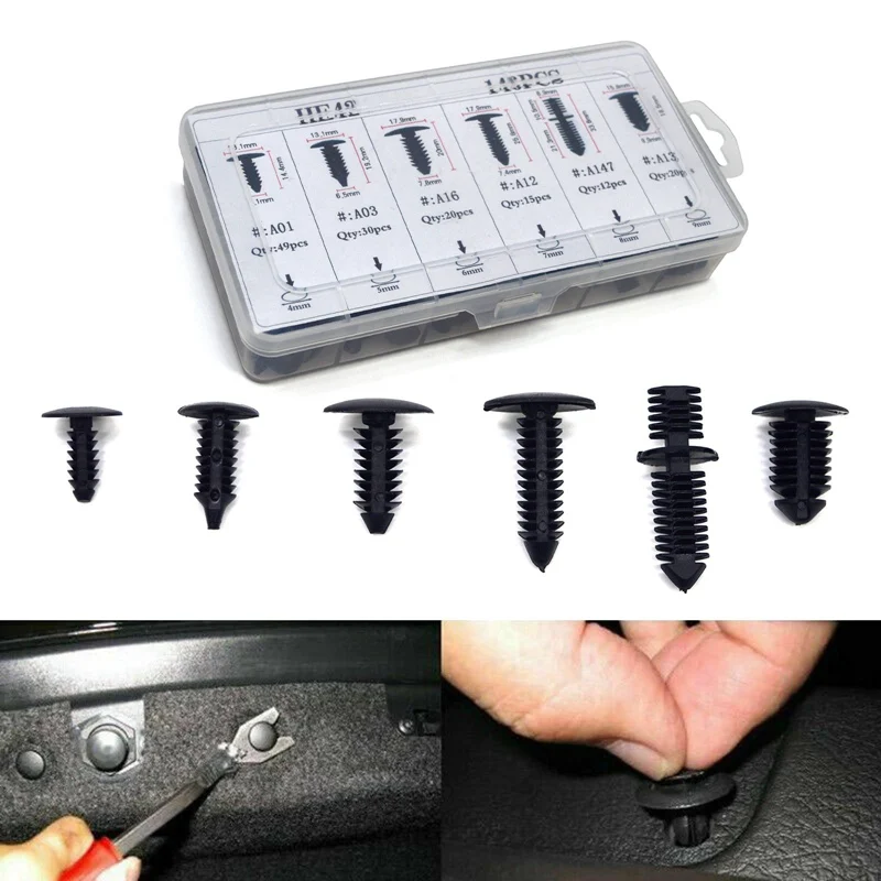 Lcyonger HE42 146PCS/Set Body Push Retainer Pin Rivets Fender Bumper Push Pin Clips + Tool for Ford for Honda Car Accessories
Lcyonger HE42 146PCS/Set Body Push Retainer Pin Rivets Fender Bumper Push Pin Clips + Tool for Ford for Honda Car Accessories