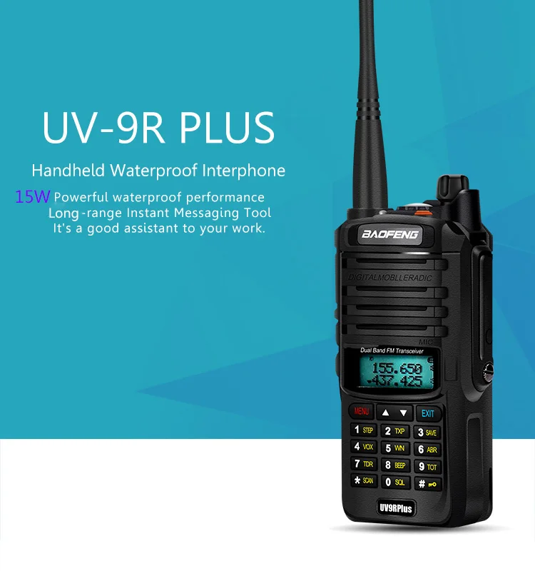 15W 8000mAh Upgrade Baofeng UV-9R plus Waterproof walkie talkie for two way radio long range 15km cb radio comunicador рация
15W 8000mAh Upgrade Baofeng UV-9R plus Waterproof walkie talkie for two way radio long range 15km cb radio comunicador рация