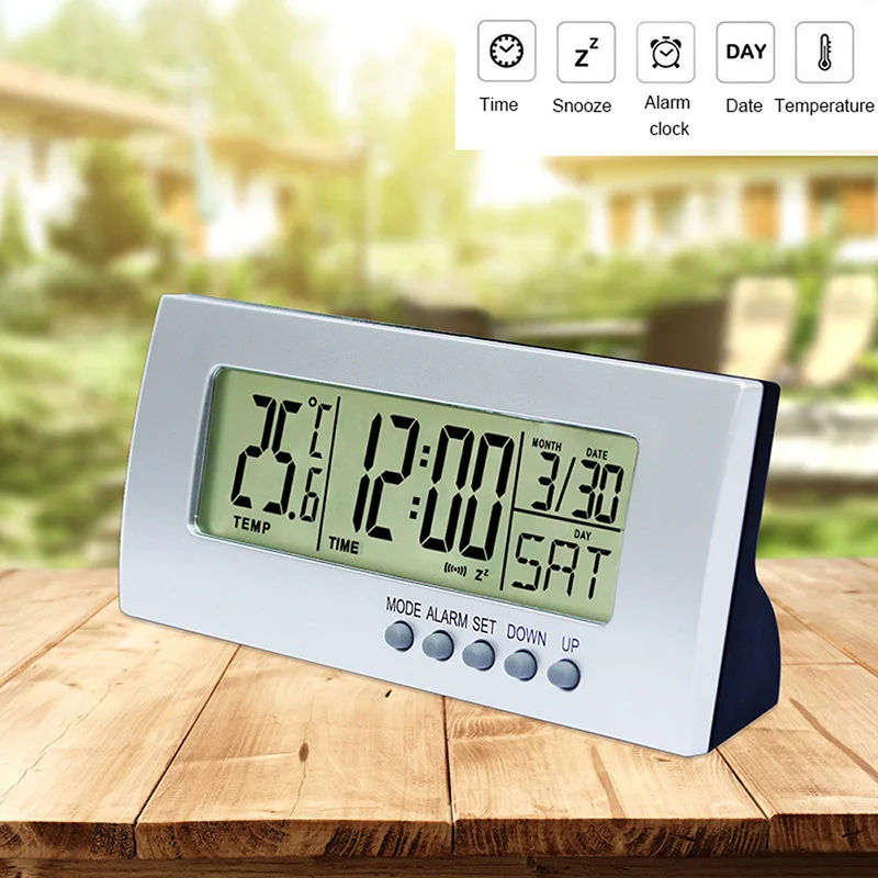 Generic Digital Clock 12/24H Alarm Clock Temperature Display For
