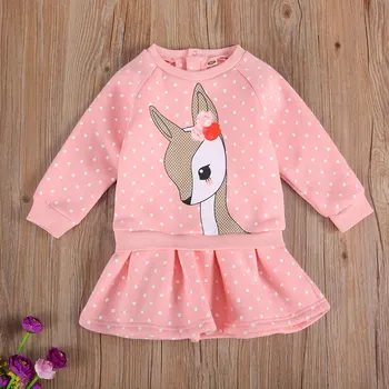 2020 Children Autumn Outfit Fake 2Pcs Polka Dot O-Neck Long-Sleeves Pullover Dress Cartoon Deer Print for Baby Girl Dress 1-5Y
2020 Children Autumn Outfit Fake 2Pcs Polka Dot O-Neck Long-Sleeves Pullover Dress Cartoon Deer Print for Baby Girl Dress 1-5Y