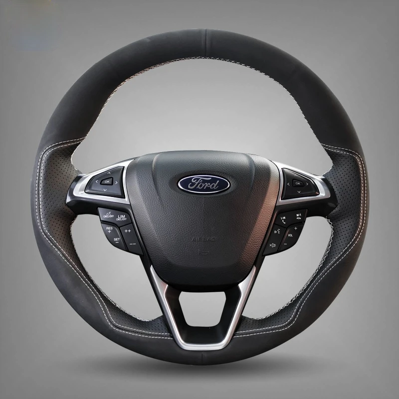 Для Ford Edge Focus Escape Escort Ecosport Taurus Kuga Mondeo прошитая вручную чехол на руль кожаный
