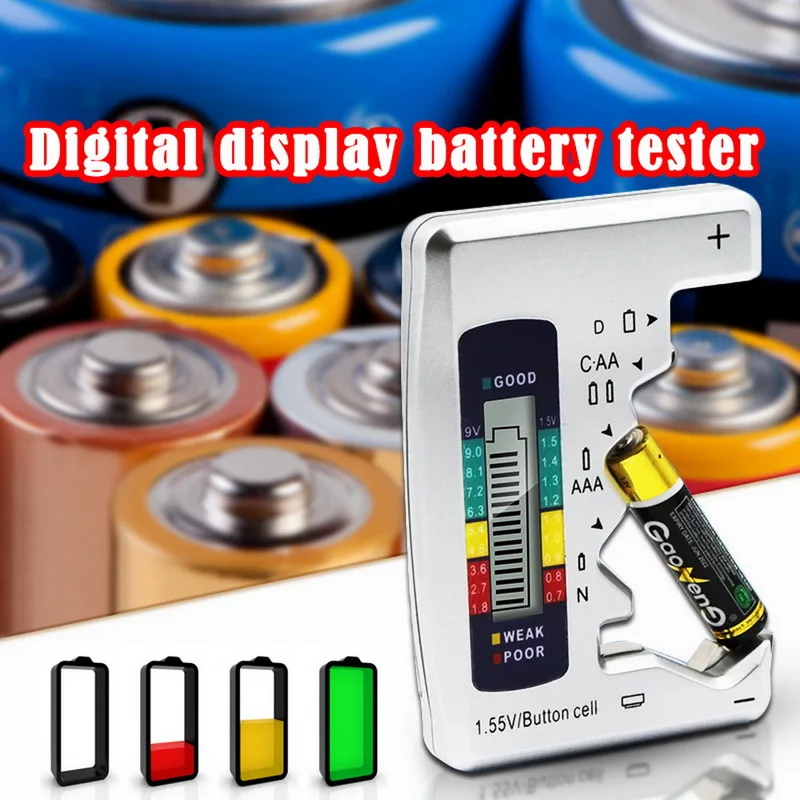 Digital Battery Tester LCD Display C D N AA AAA 9V 1.5V Button Cell Battery Capacity Check Detector Capacitance Diagnostic Tool
Digital Battery Tester LCD Display C D N AA AAA 9V 1.5V Button Cell Battery Capacity Check Detector Capacitance Diagnostic Tool