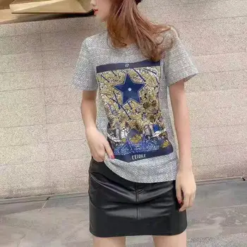 2020 Summer 5 Kinds of Printing Pentagram Color Constellation Tarot Series Printing Cotton Round Neck Short Sleeve Women T-shirt
2020 Summer 5 Kinds of Printing Pentagram Color Constellation Tarot Series Printing Cotton Round Neck Short Sleeve Women T-shirt