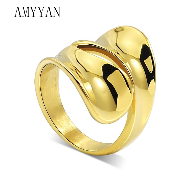 Top Quality Unique Design 316L Stainless Steel Ring For Women 2 Colors Females Rings Female Wedding Engagement Present | Украшения и