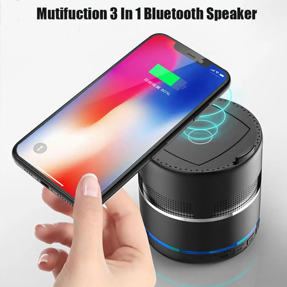 Фото Portable Bluetooth Speaker Waterproof Subwoofer Wireless Loundpeakers Charger Phone Holder Braket Mutifuction 3 In 1 | Электроника