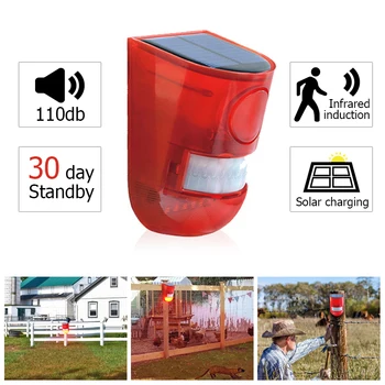Solar Sound Alert Flash Warning Sound & Light Alarm Motion Sensor 110 Decibels Siren Strobe Security Alarm System for Farm
Solar Sound Alert Flash Warning Sound & Light Alarm Motion Sensor 110 Decibels Siren Strobe Security Alarm System for Farm