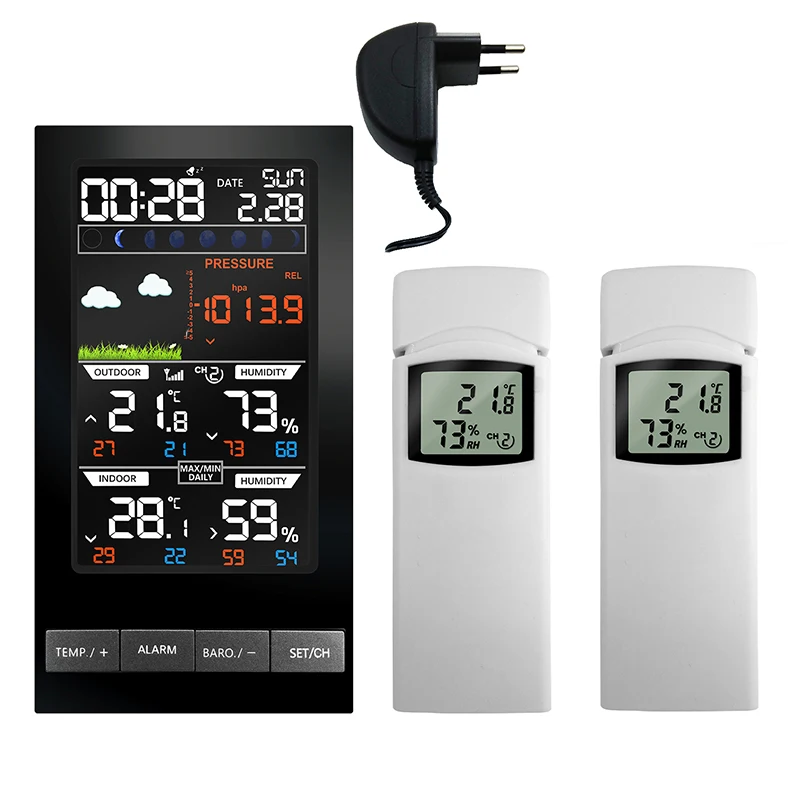 Wireless Weather Station 3 Channel Outdoor Digital Thermometer mmHg Barometer Hygrometer Weather Forecast Alarm Clock Dew Point
Wireless Weather Station 3 Channel Outdoor Digital Thermometer mmHg Barometer Hygrometer Weather Forecast Alarm Clock Dew Point