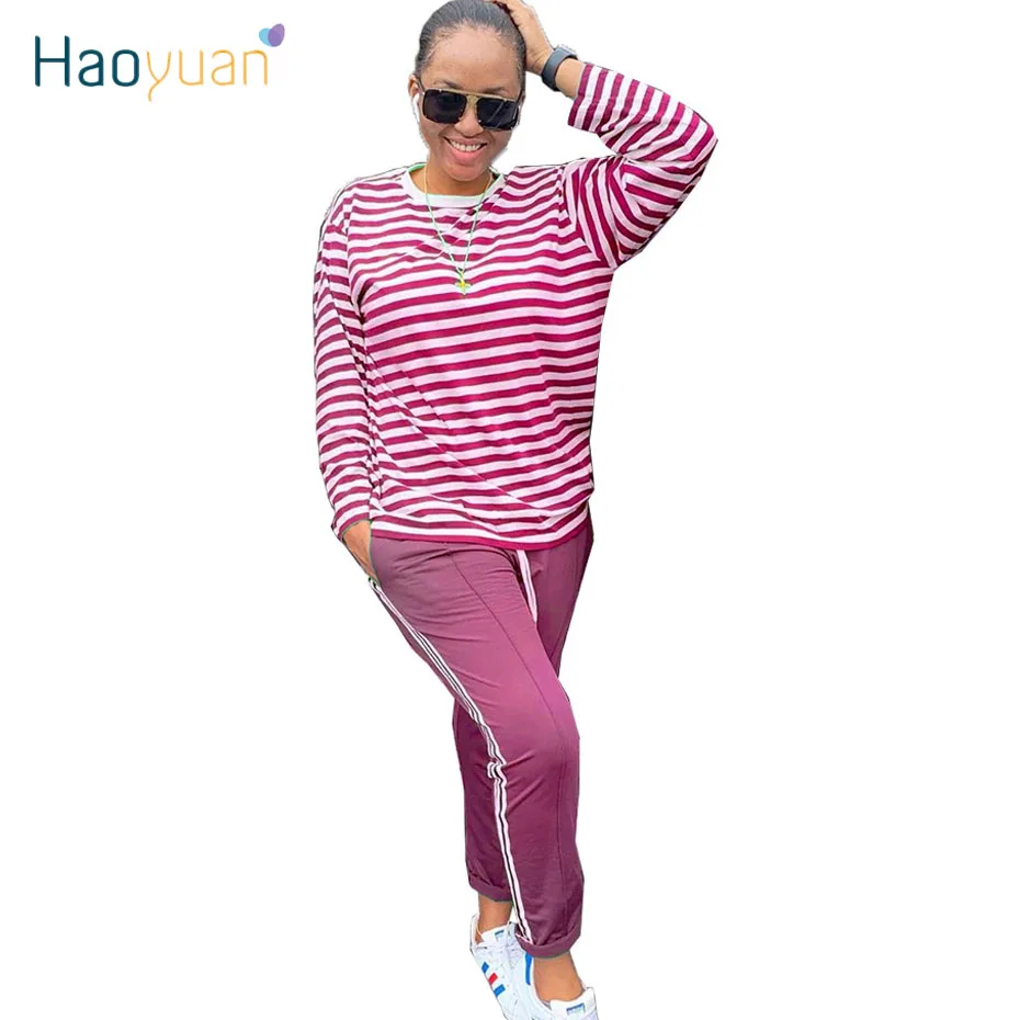 HAOYUAN Two Piece Set Tracksuit Women Fall Clothes Long Sleeve Striped Top and Pant Sweat Suits 2 Piece Outfits Matching Sets
HAOYUAN Two Piece Set Tracksuit Women Fall Clothes Long Sleeve Striped Top and Pant Sweat Suits 2 Piece Outfits Matching Sets