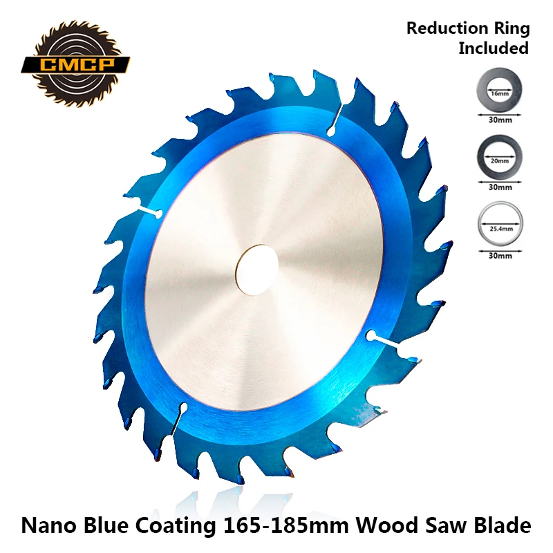 

CMCP Nano Blue Coated 165-185mm Circular Saw Blade For Wood TCT Cutting Disc Woodworking Tools 24T/40T/48T Carbide Saw Disc