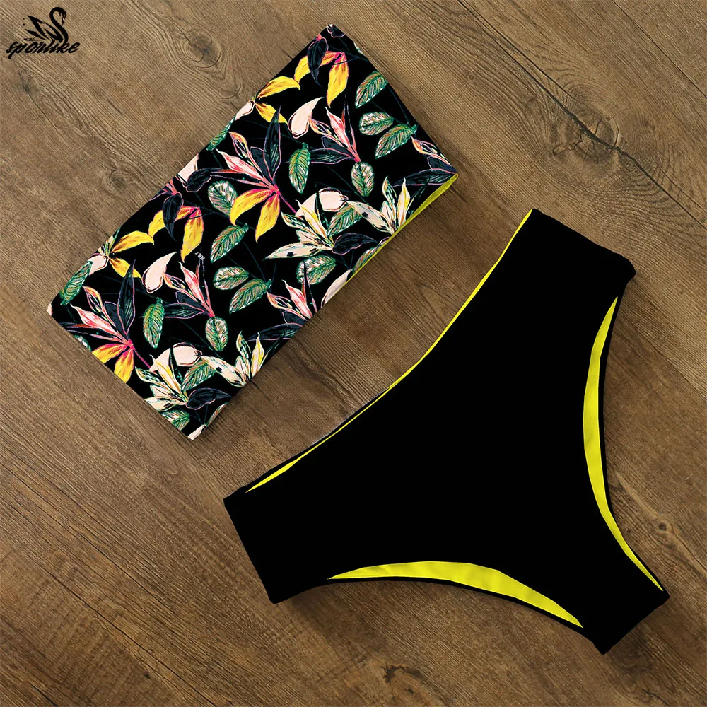 Bikini estampado de cintura alta para mujer, traje de baño de banda cruzado en la espalda, ropa de playa, 2024 Bikini estampado de cintura alta para mujer, traje de baño de banda cruzado en la espalda, ropa de playa, 2024