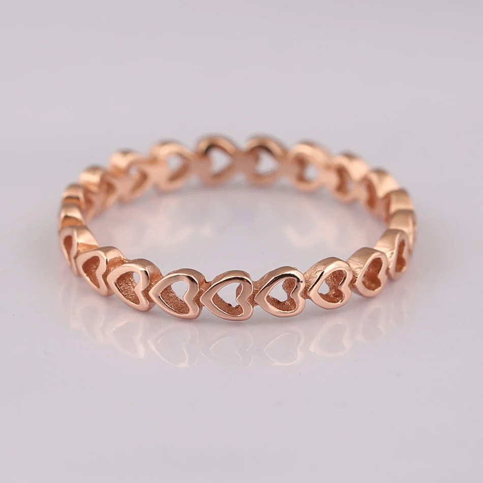 Кольцо S925 для женщин кольцо с сердцами девушек Дамский подарок цвет розовое