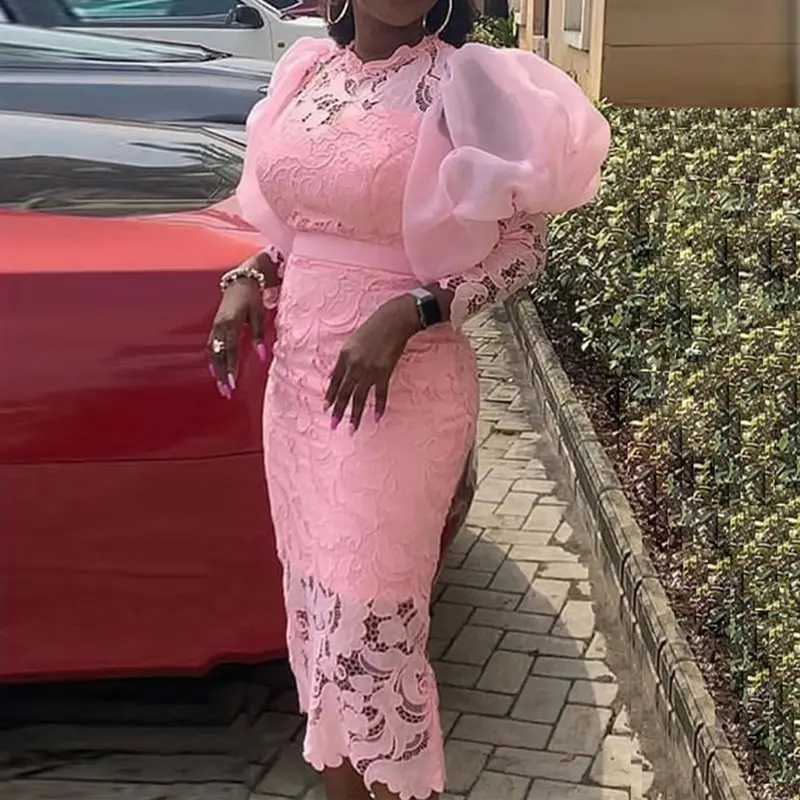 Pink Lace Bodycon Dresses Women Puff Sleeve 2019 Elegant Midi Robe Dinner Party Dinner Dress African Lady Dress Vestido Sukienka
Pink Lace Bodycon Dresses Women Puff Sleeve 2019 Elegant Midi Robe Dinner Party Dinner Dress African Lady Dress Vestido Sukienka