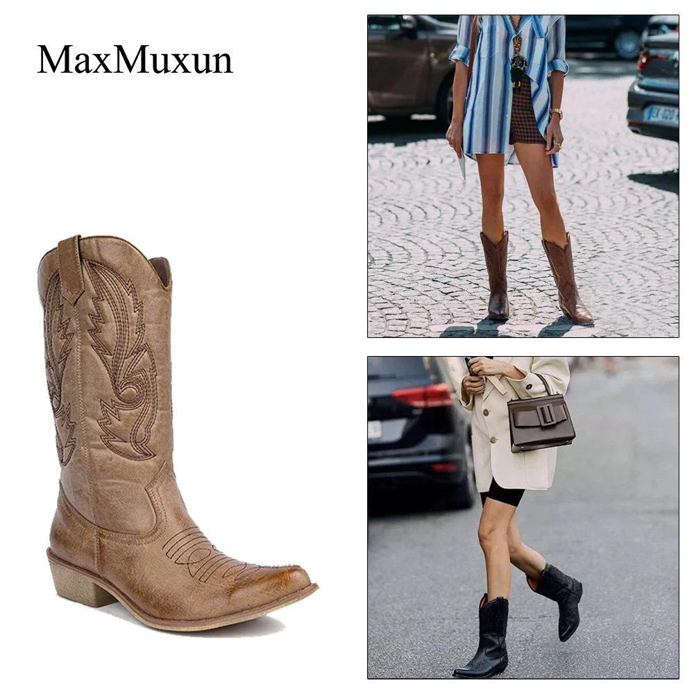 Maxmuxun Knee High Western Cowboy Boots National Retro Style in The Tube Pointed Square Root Totem Sewing Thread Women's Shoes
Maxmuxun Knee High Western Cowboy Boots National Retro Style in The Tube Pointed Square Root Totem Sewing Thread Women's Shoes