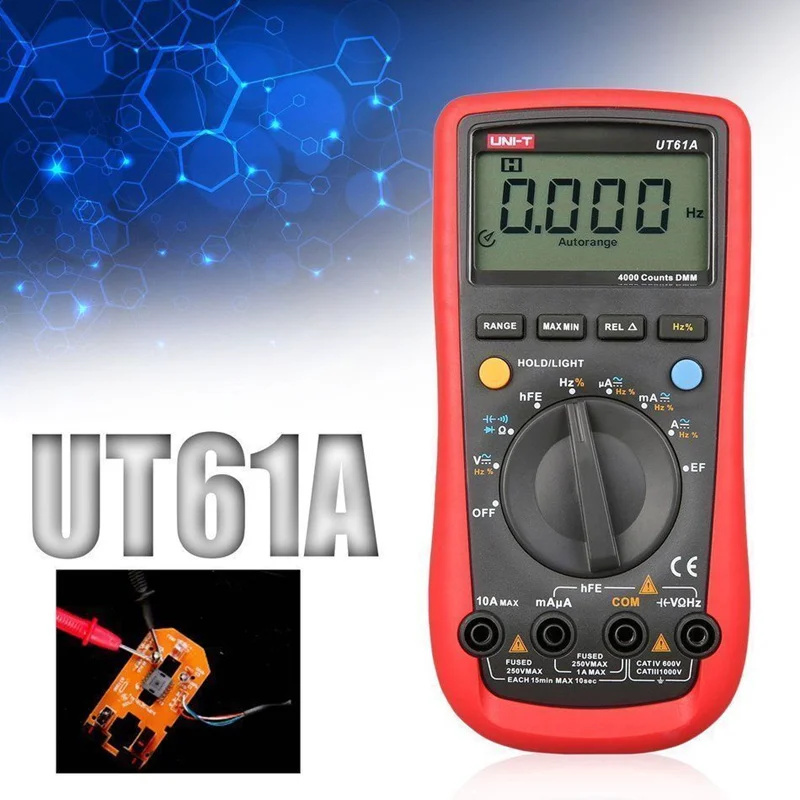 UT-61A UT61E Auto Manual Ranging Modern Digital Multimeter AC DC ohmmeter ammeter Meter
UT-61A UT61E Auto Manual Ranging Modern Digital Multimeter AC DC ohmmeter ammeter Meter