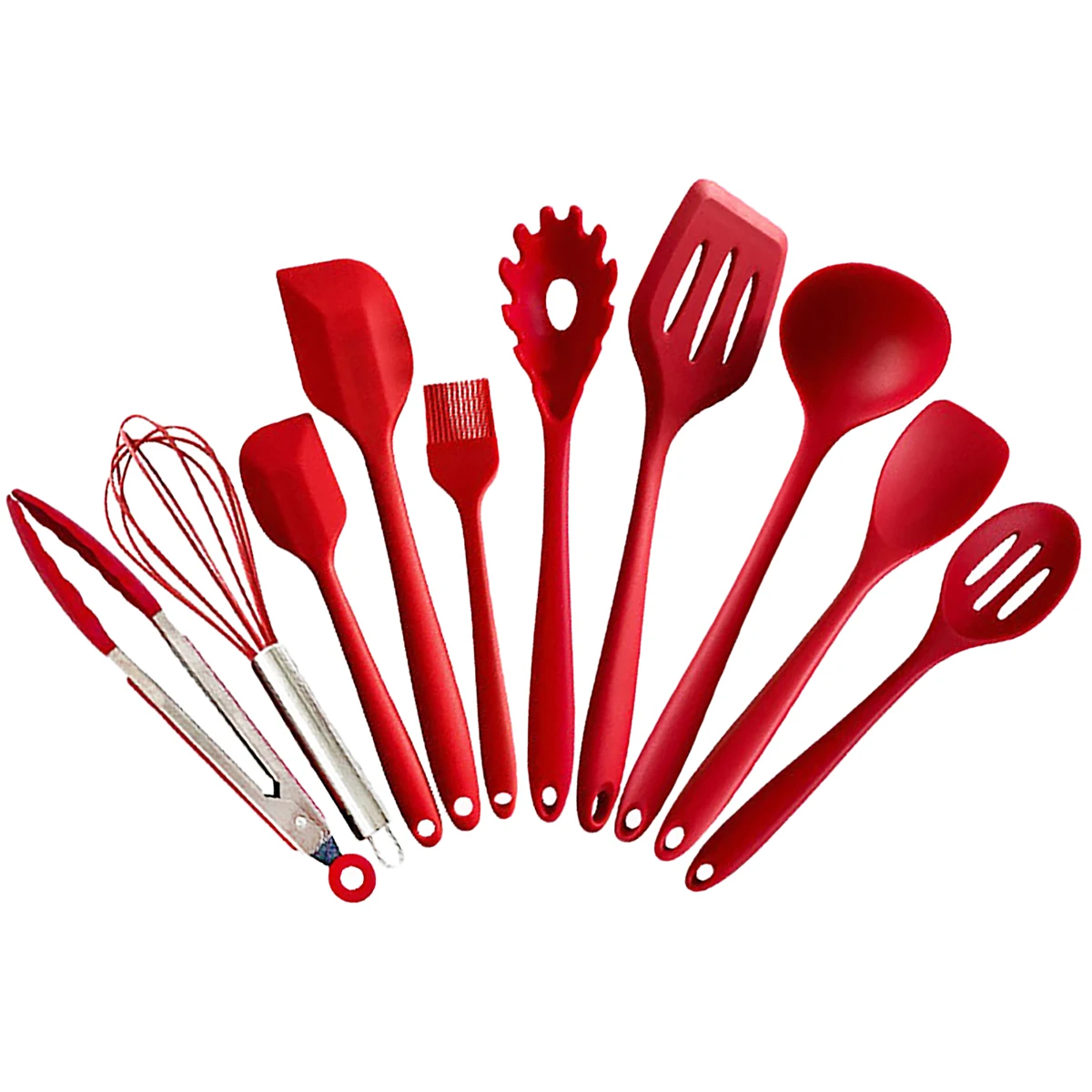 

10Pcs/Set Silicone Cookware Kitchenware Non-stick Kitchen Accessories Spatula Shovel Cooking Tool Utensils Set Ladle Egg Beaters