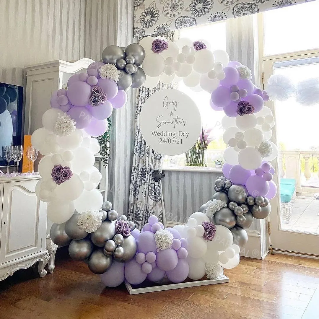 

178Pcs Purple White Round Garland Arch Kit Balloons Set Wedding Day Birthday Party Supplies Background Decors Balloon Globos