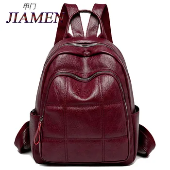 

Sac à dos décontracté femme marque en cuir femmes sac à dos grande capacité sac d'école pour les filles Double fermeture éclair