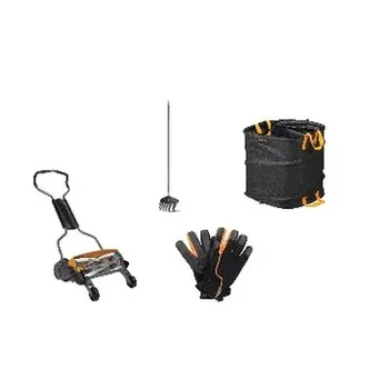 Fiskars-Lot 4: home lawn cutting and cleaning-short manual home lawn, rake for sheets, stock Exchange for garden and garden gloves 
Fiskars-Lot 4: home lawn cutting and cleaning-short manual home lawn, rake for sheets, stock Exchange for garden and garden gloves