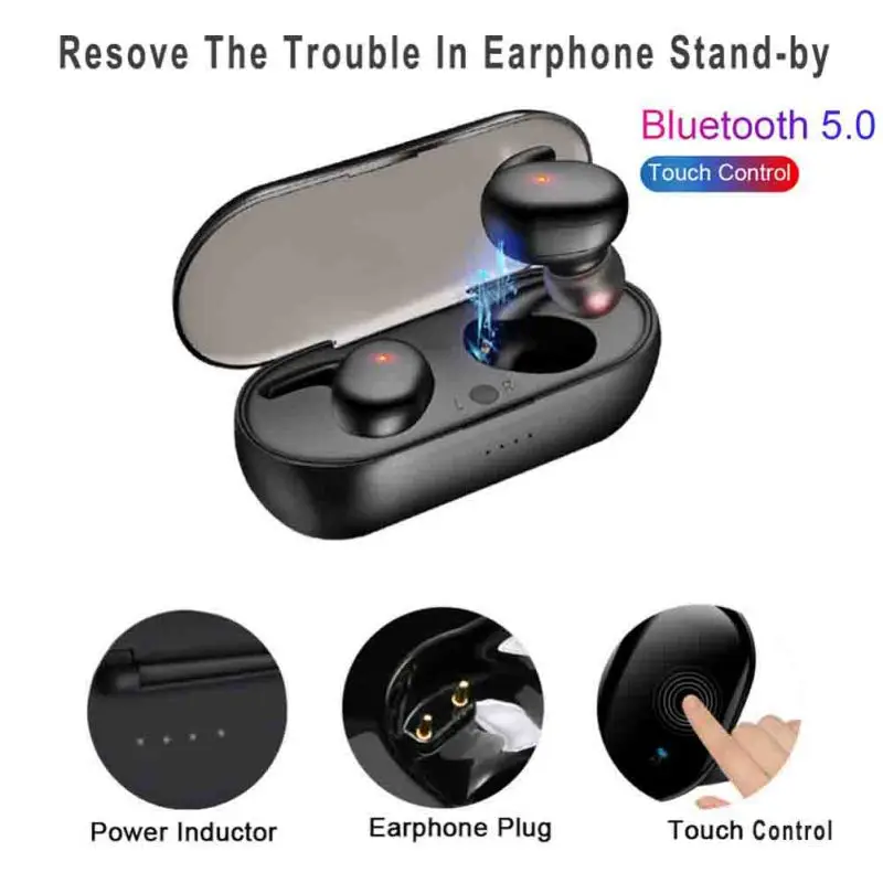 Bluetooth Earphones 5.0 Mini TWS Wireless Headset Touch Control Sport Stereo Cordless Earbuds with Charging Box
Bluetooth Earphones 5.0 Mini TWS Wireless Headset Touch Control Sport Stereo Cordless Earbuds with Charging Box