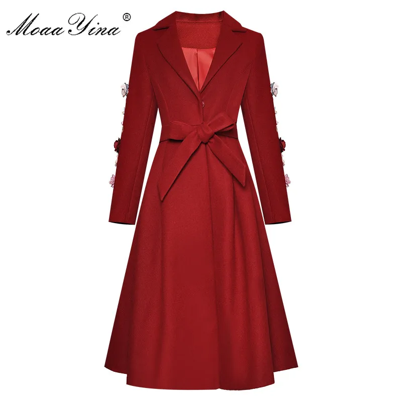MoaaYina Fashion Designer Woolen coat Winter Women Long sleeve Applique Elegant Keep warm Overcoat
MoaaYina Fashion Designer Woolen coat Winter Women Long sleeve Applique Elegant Keep warm Overcoat