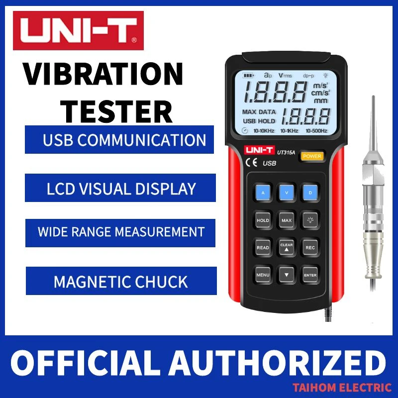 

UNI-T Digital Vibration Testers Acceleration Velocity Displacement Measurement USB Connect PC Soft UT315A